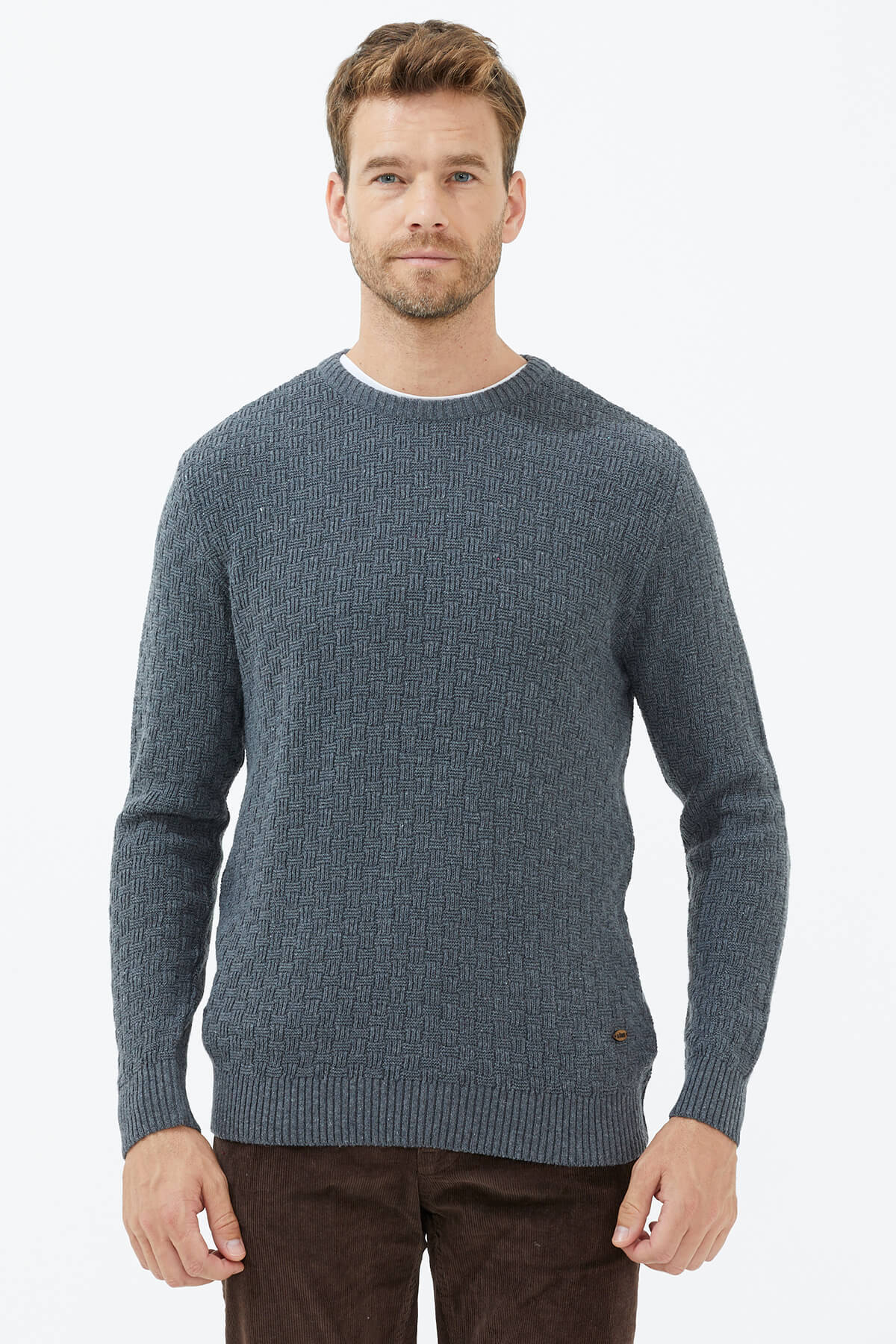 Sıfır Yaka Triko Kazak - Koyu Gri (2) Sementa