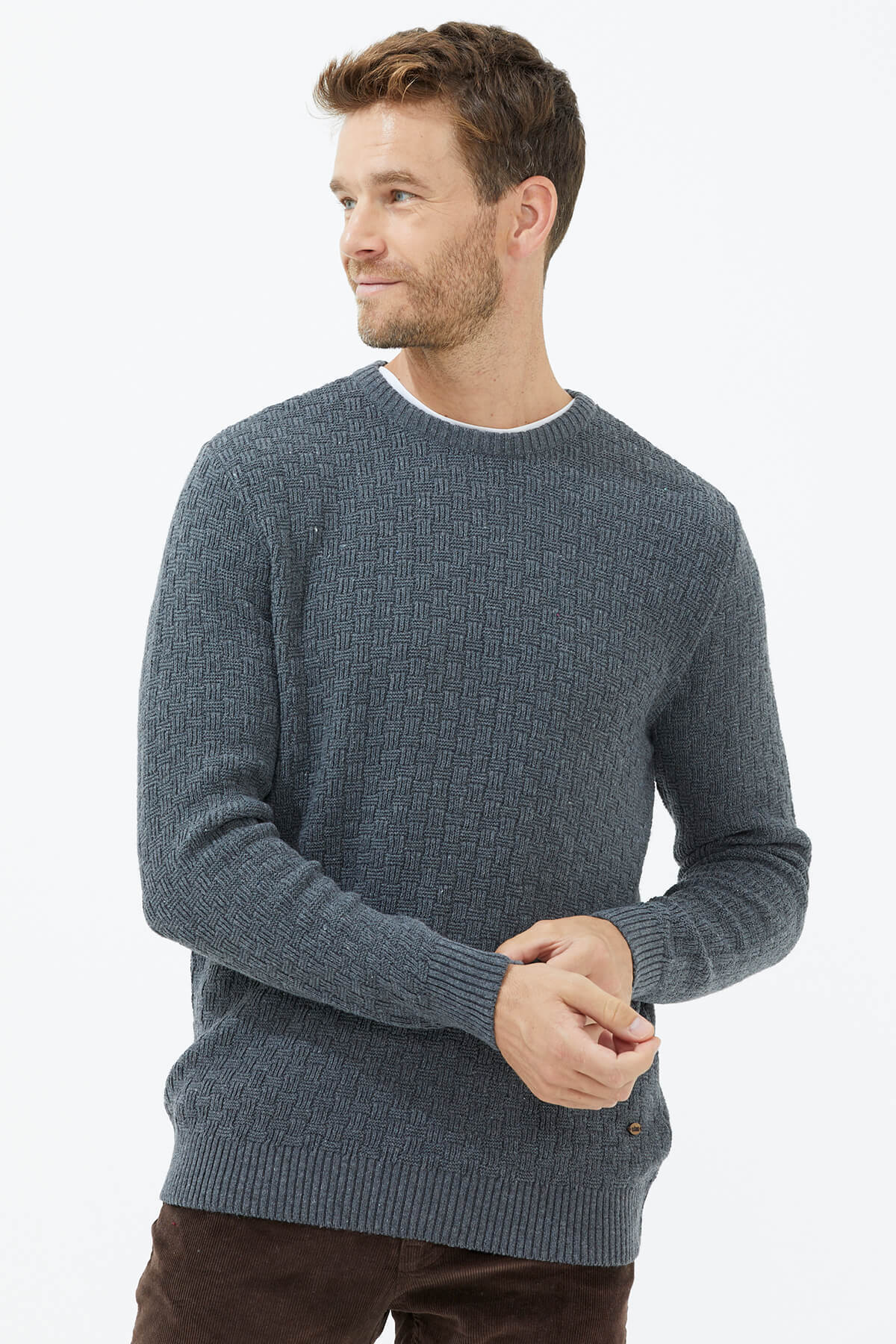 Sıfır Yaka Triko Kazak - Koyu Gri (3) Sementa