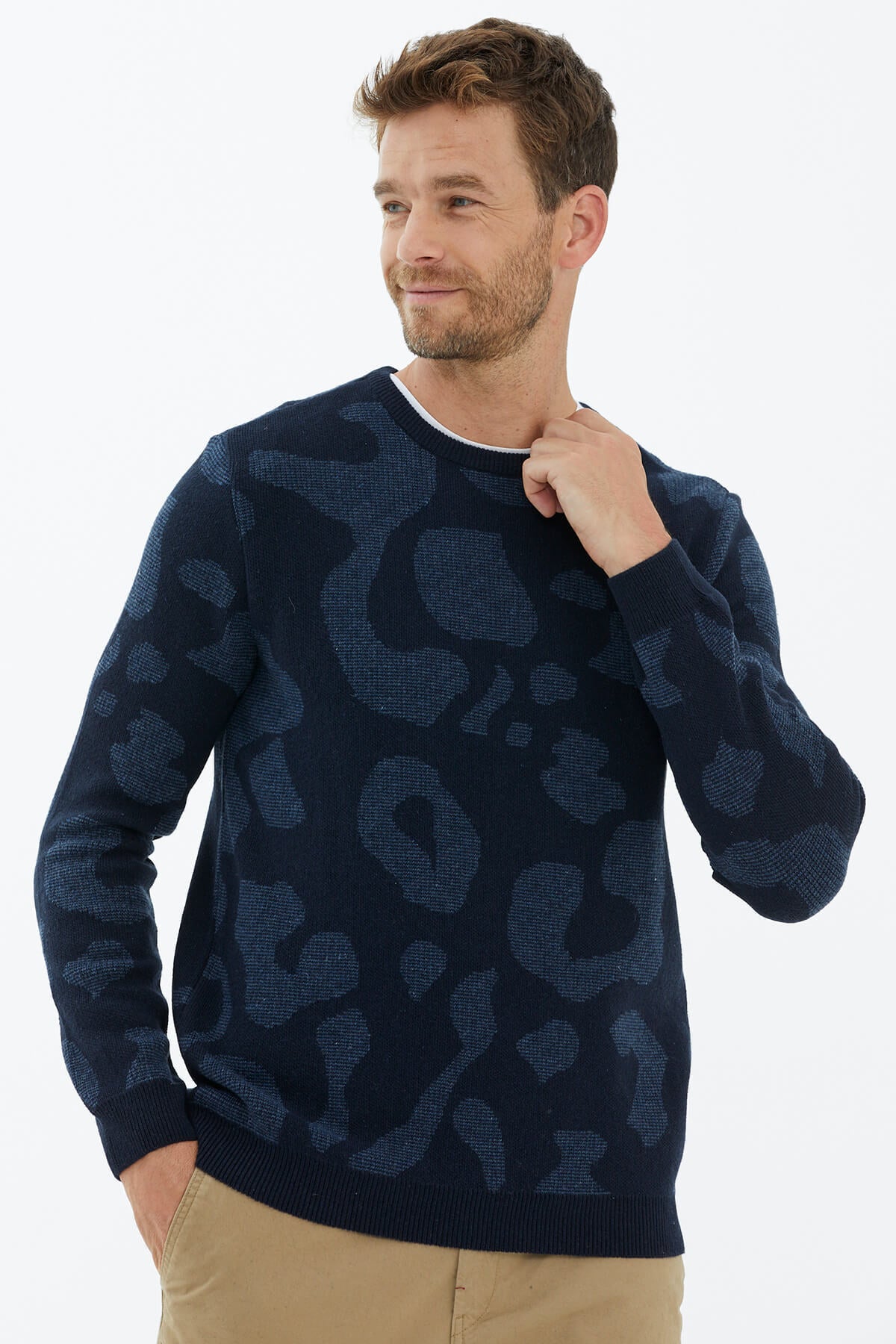 Sıfır Yaka Triko Kazak - Lacivert (3) Sementa