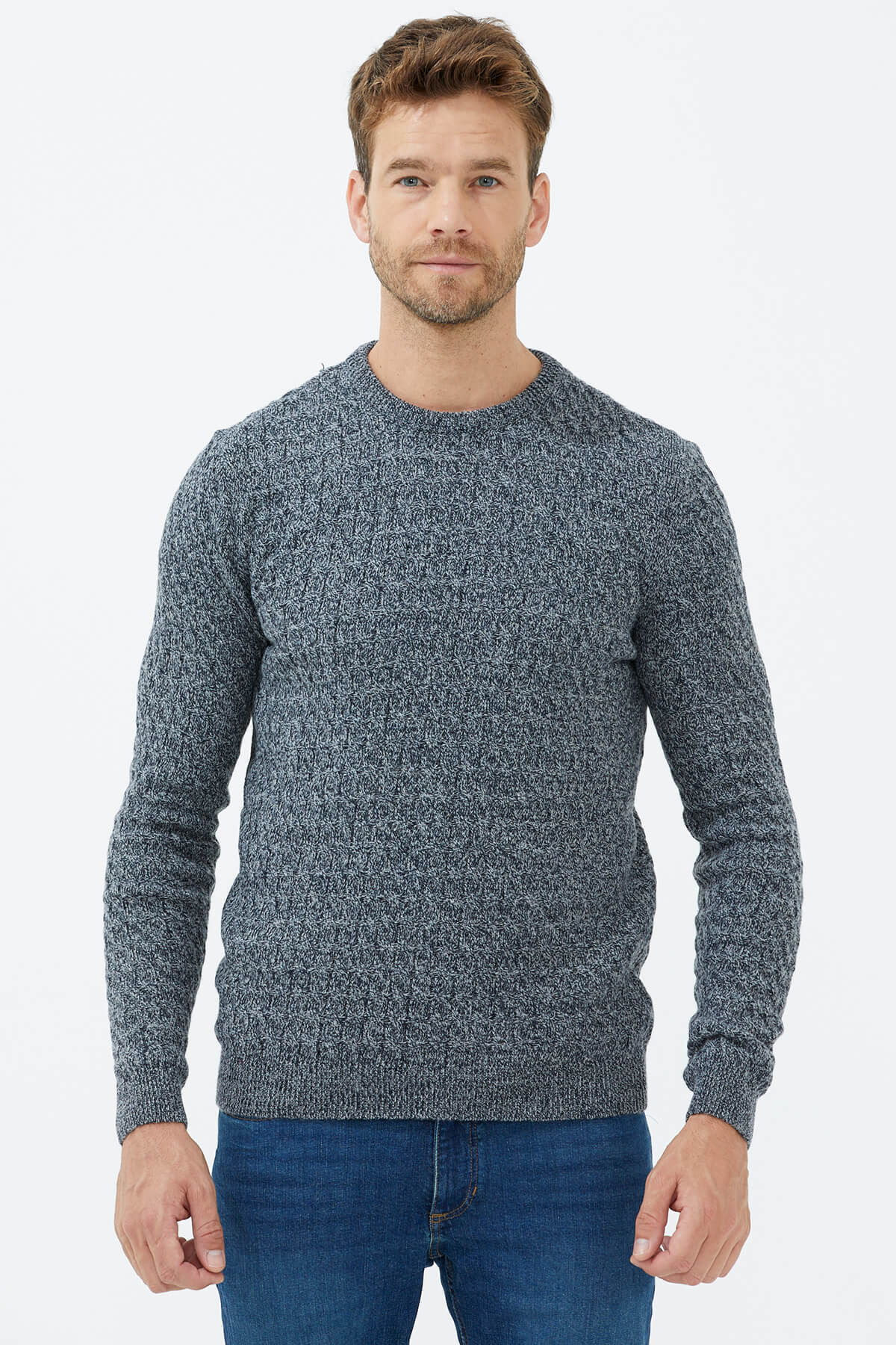 Sıfır Yaka Triko Kazak - Lacivert (2) Sementa