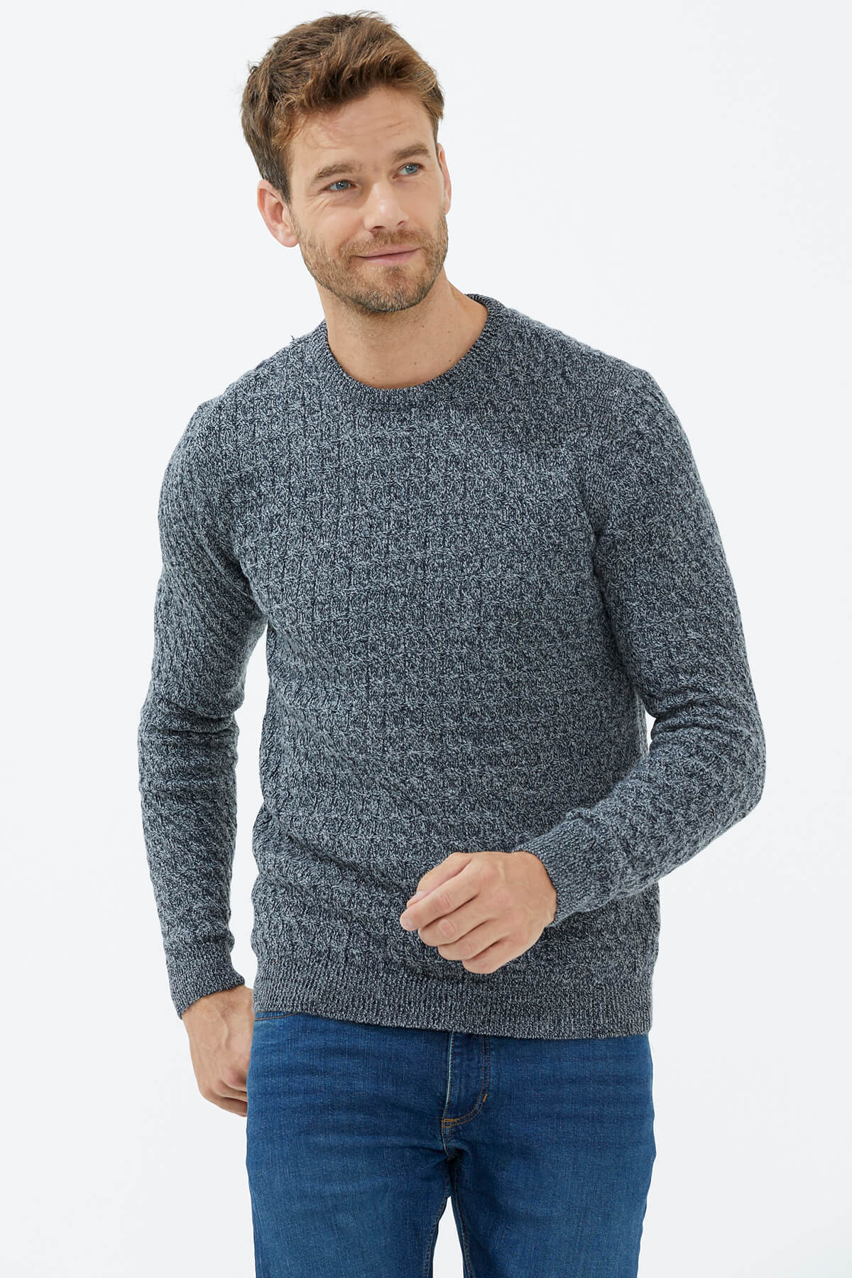 Sıfır Yaka Triko Kazak - Lacivert (3) Sementa