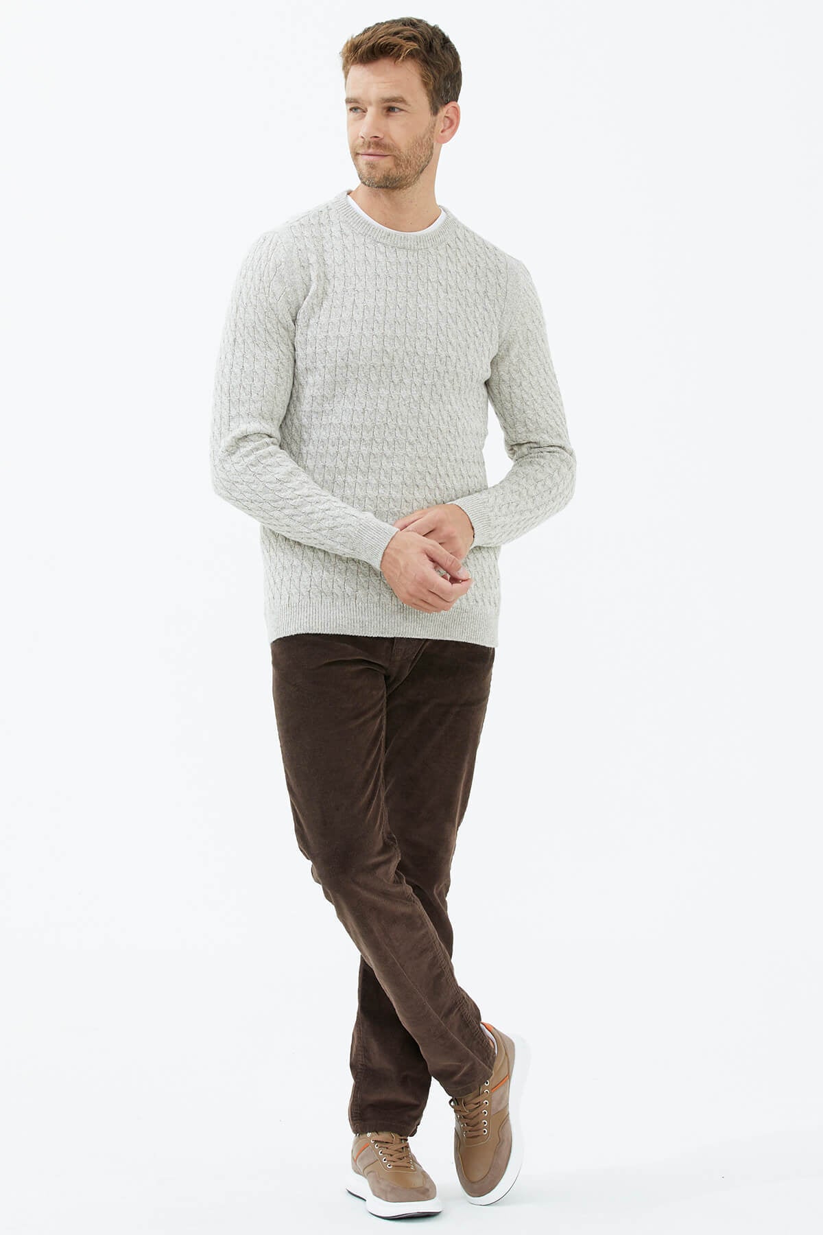 Sıfır Yaka Triko Kazak - Vizon (1) Sementa