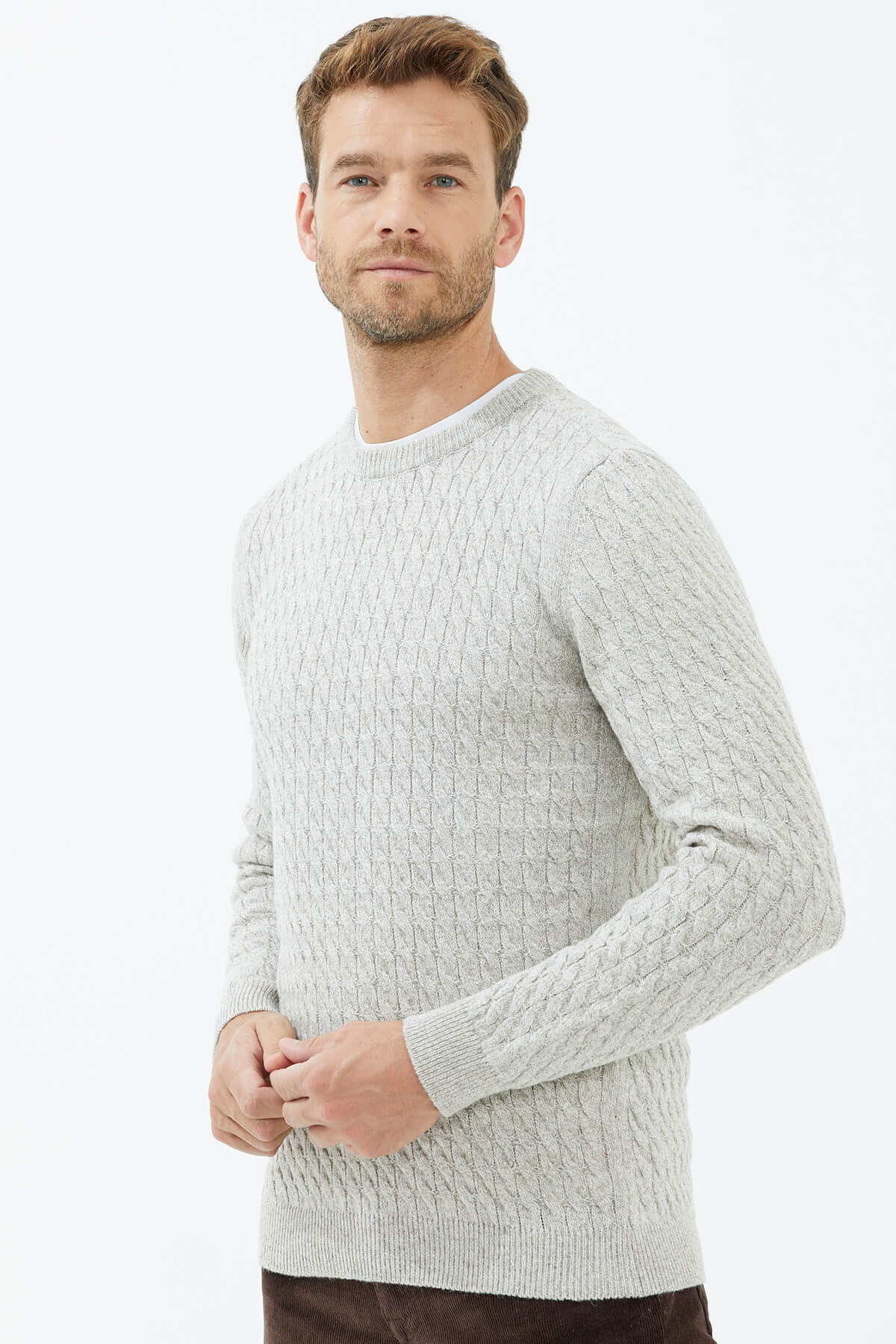 Sıfır Yaka Triko Kazak - Vizon (3) Sementa