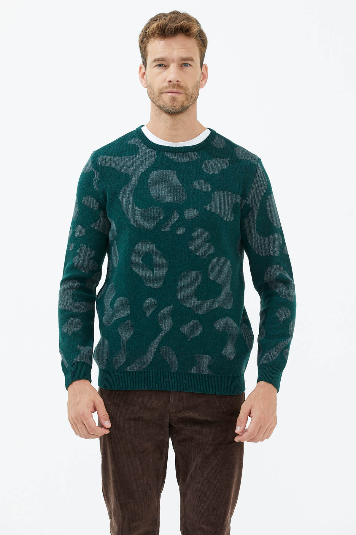 Sıfır Yaka Triko Kazak - Yeşil (2) Sementa