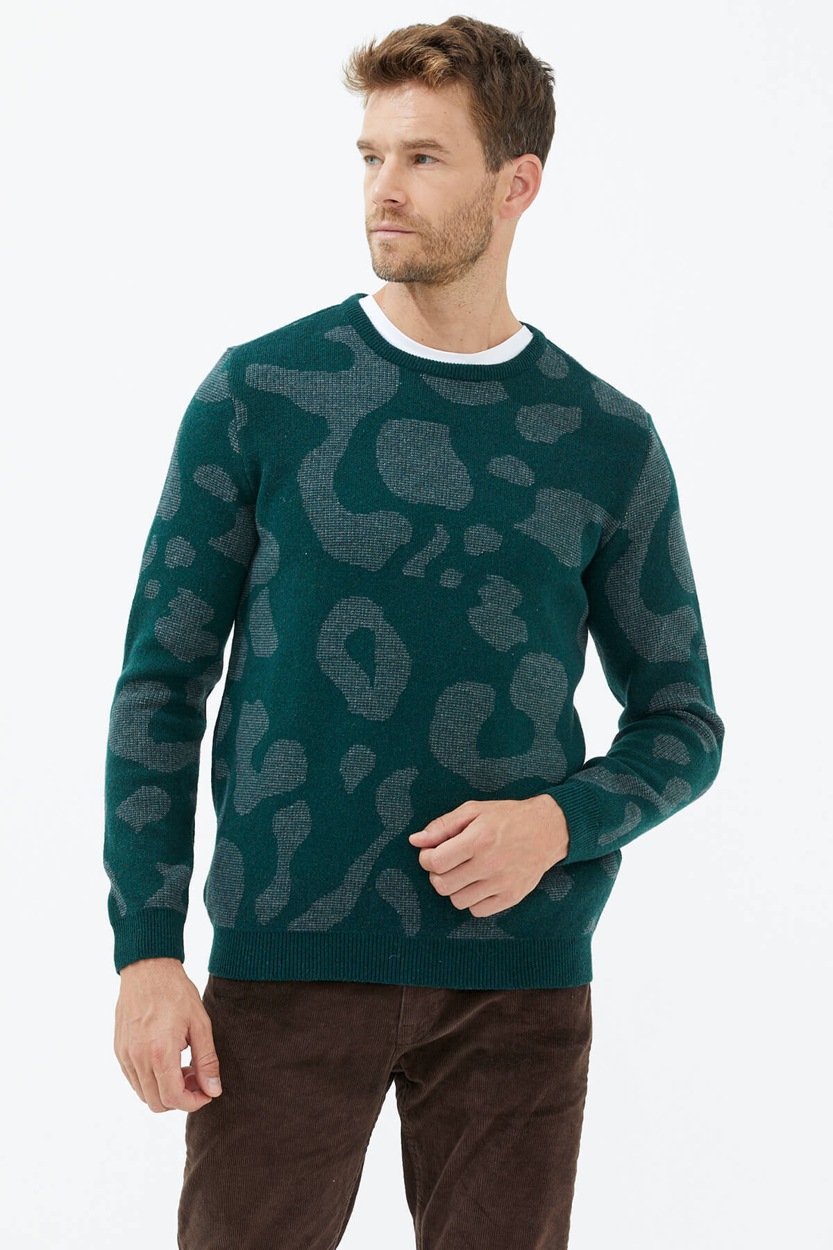 Sıfır Yaka Triko Kazak - Yeşil (3) Sementa