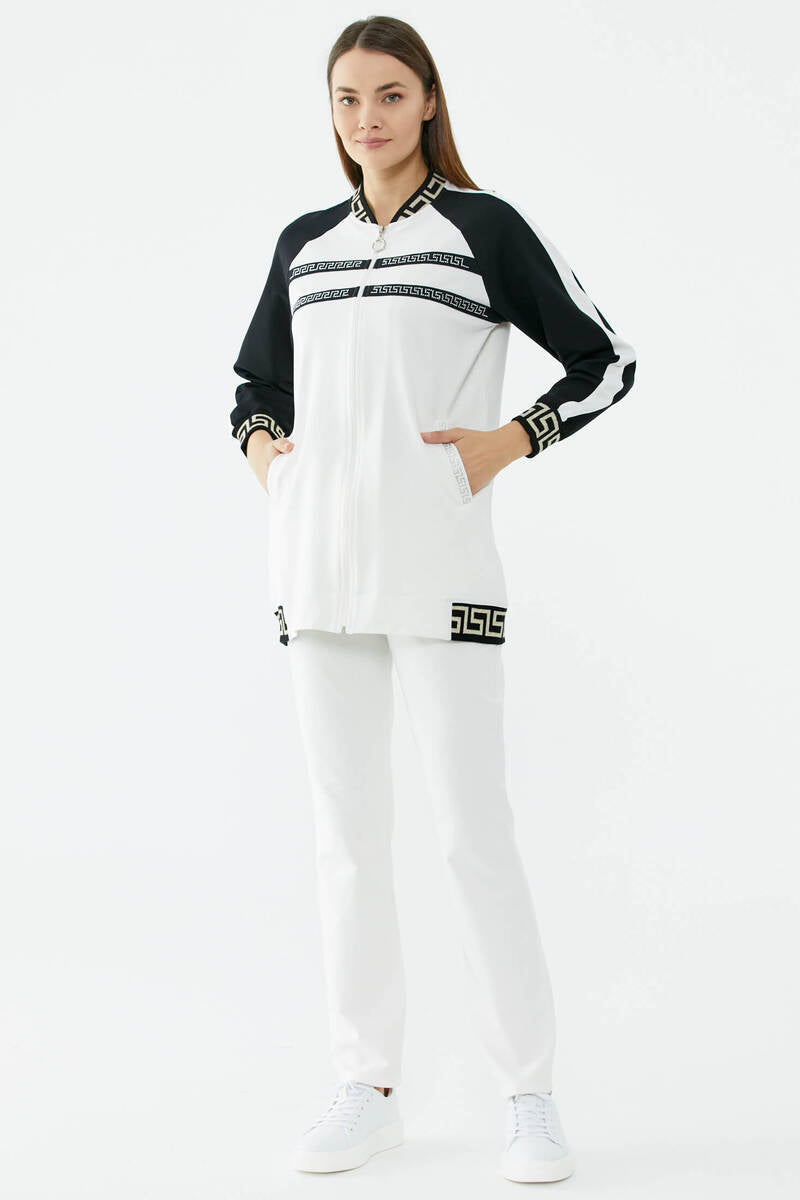 Sim Detaylı Taş Baskılı Eşofman Takım - Ekru (1) Sementa