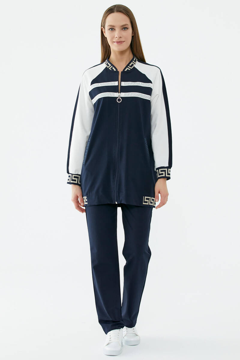 Sim Detaylı Taş Baskılı Eşofman Takım - Lacivert (1) Sementa