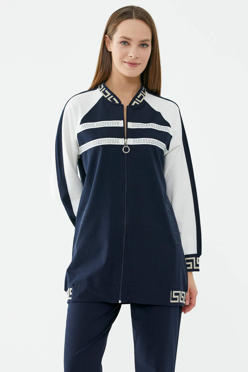 Sim Detaylı Taş Baskılı Eşofman Takım - Lacivert (2) Sementa