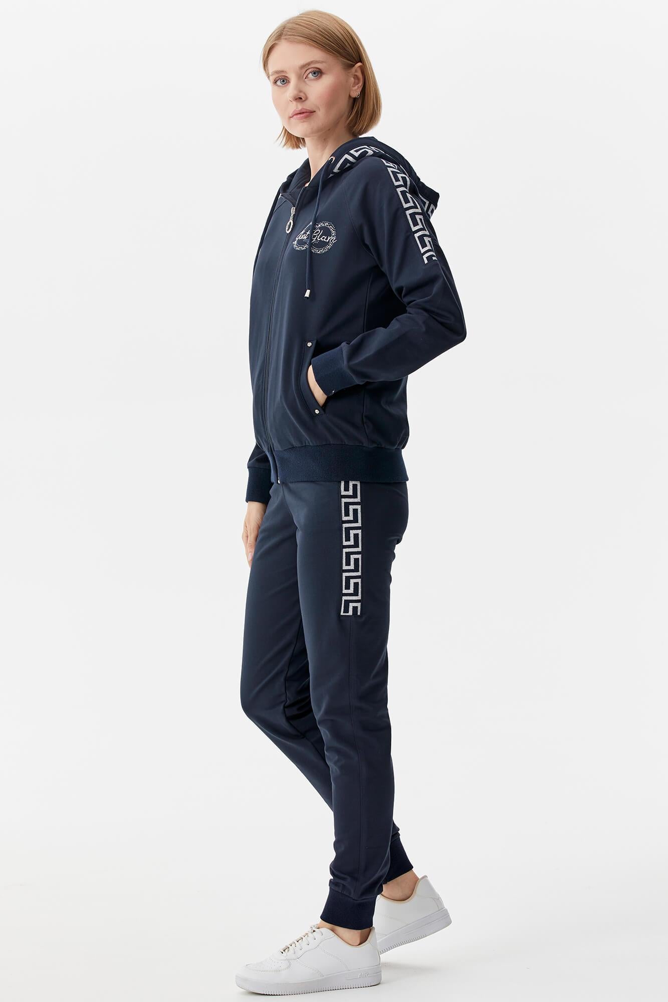 Sim Örgü Detaylı Kapüşonlu Eşofman Takım - Lacivert (5) Sementa