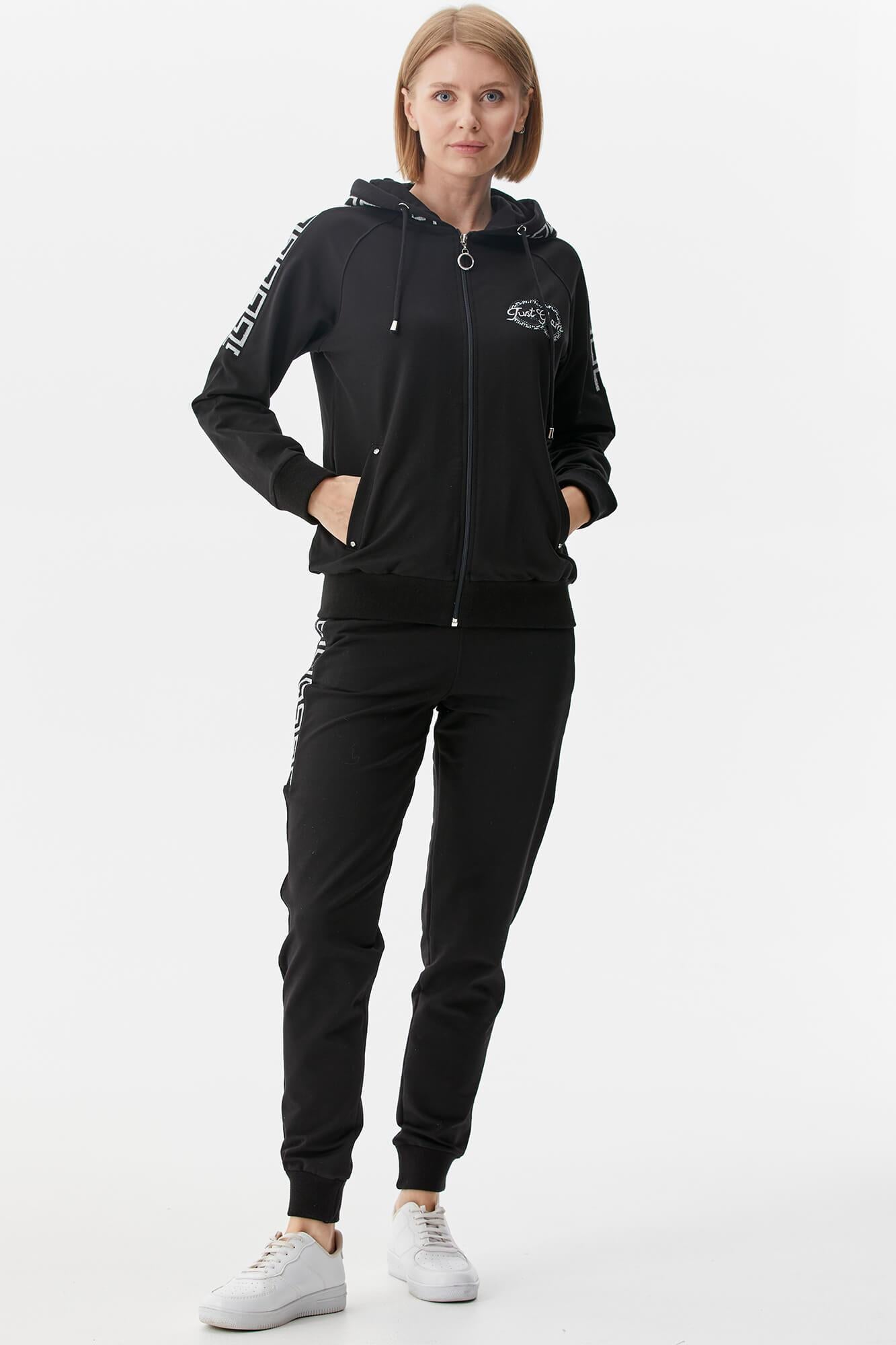 Sim Örgü Detaylı Kapüşonlu Eşofman Takım - Siyah (1) Sementa