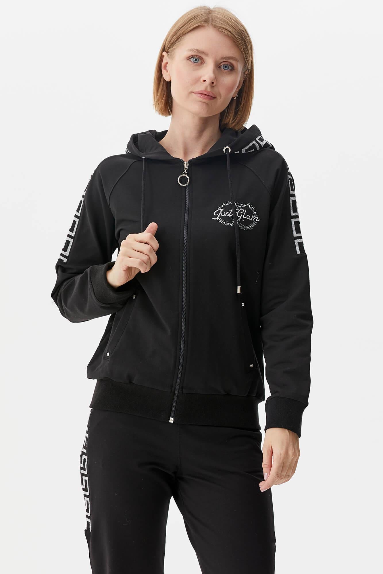 Sim Örgü Detaylı Kapüşonlu Eşofman Takım - Siyah (4) Sementa