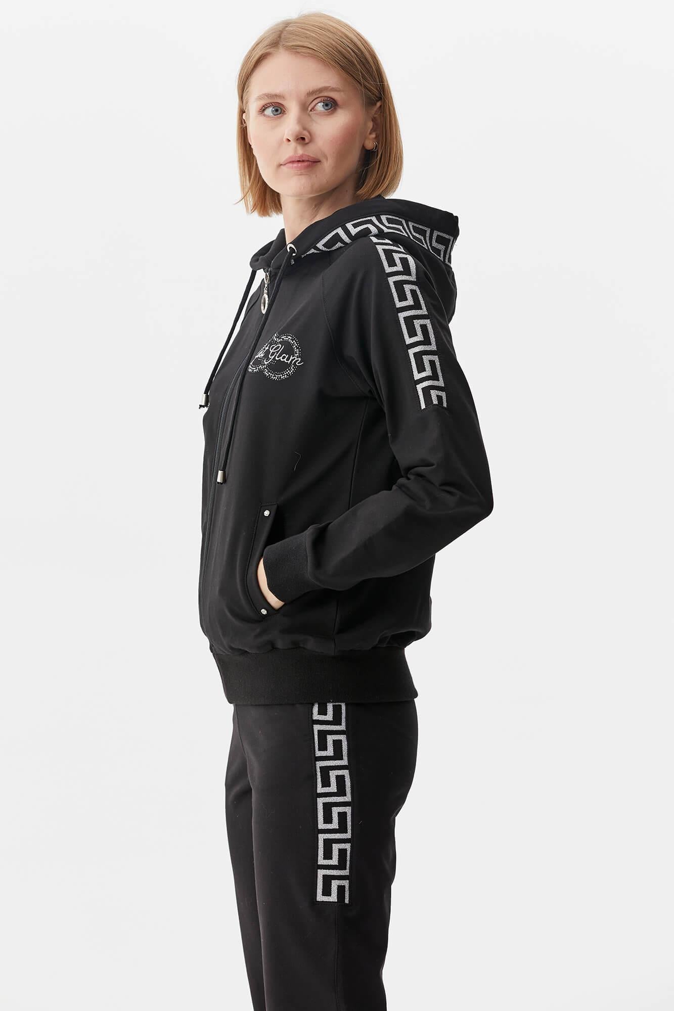 Sim Örgü Detaylı Kapüşonlu Eşofman Takım - Siyah (5) Sementa