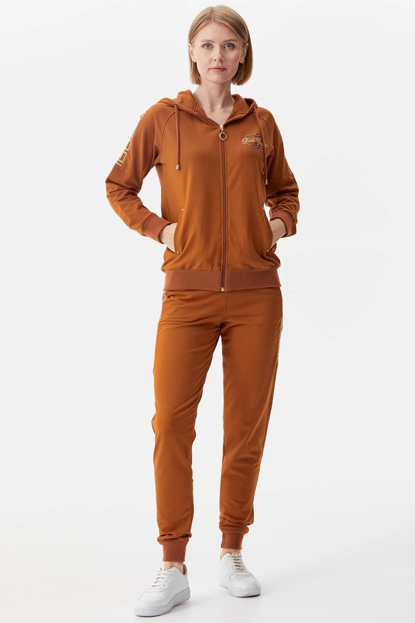 Sim Örgü Detaylı Kapüşonlu Eşofman Takım - Tarçın (1) Sementa