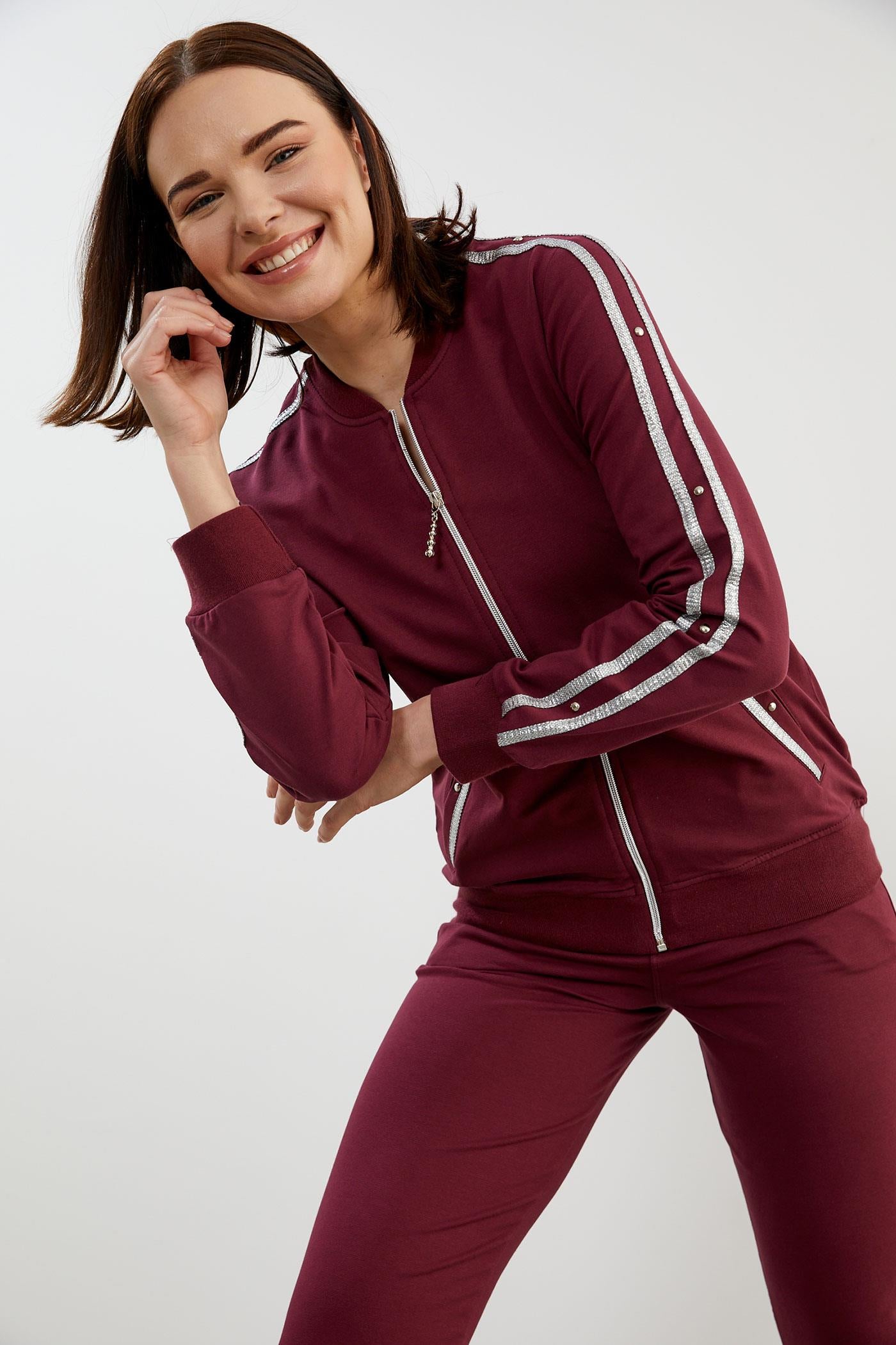 Sim Şerit Detaylı Eşofman Takım - Bordo (4) Sementa