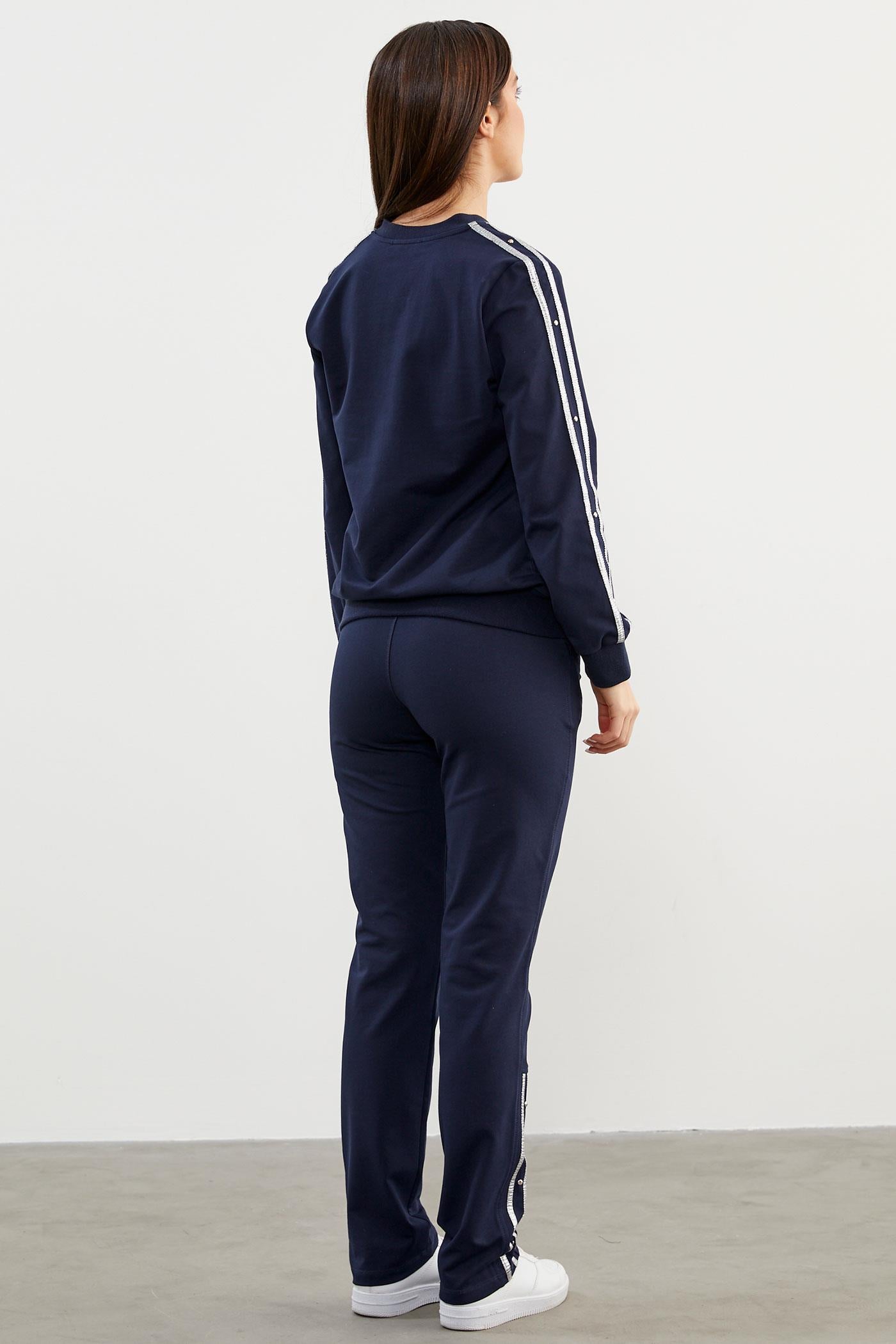 Sim Şerit Detaylı Eşofman Takım - Lacivert (4) Sementa