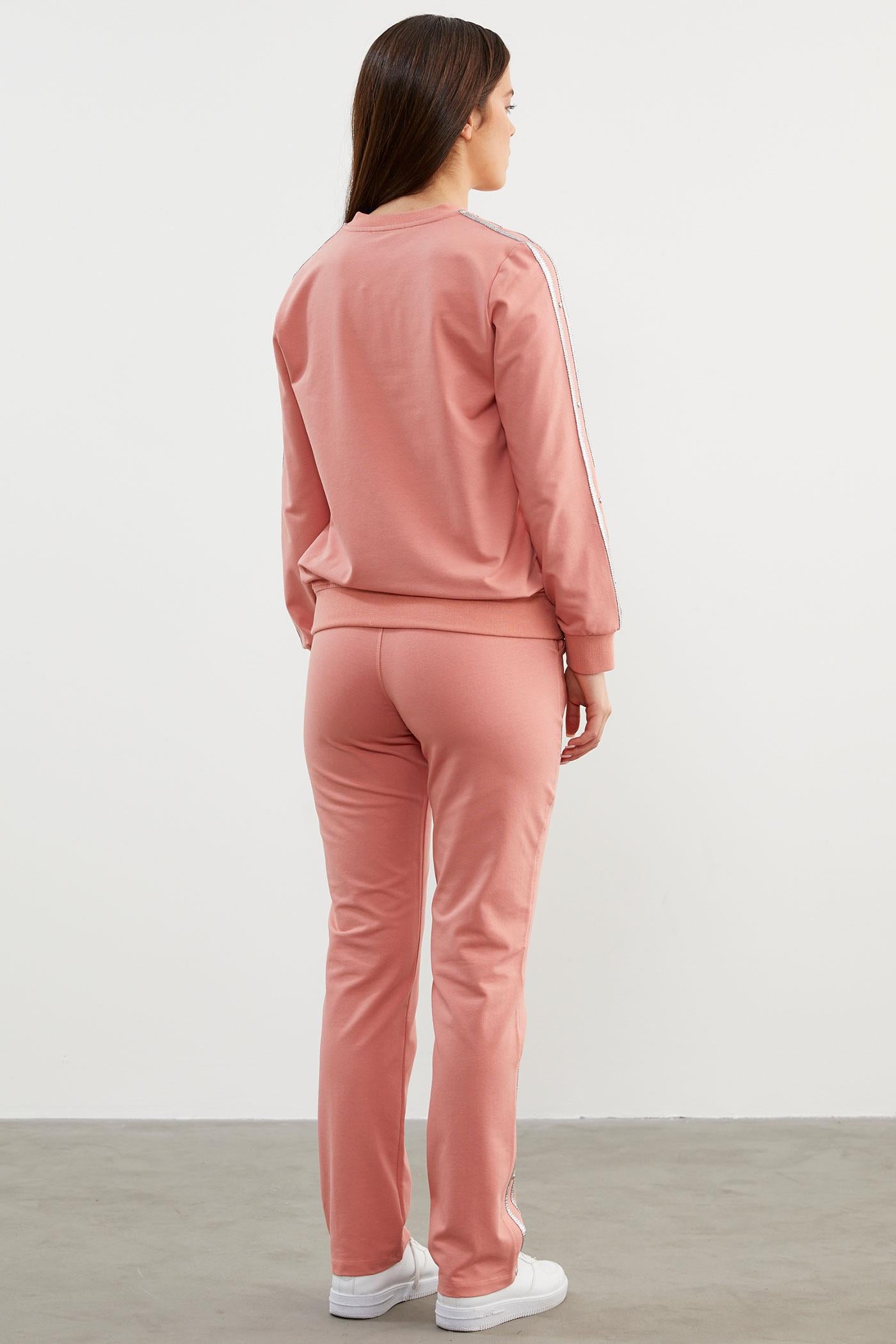 Sim Şerit Detaylı Eşofman Takım - Pembe (5) Sementa