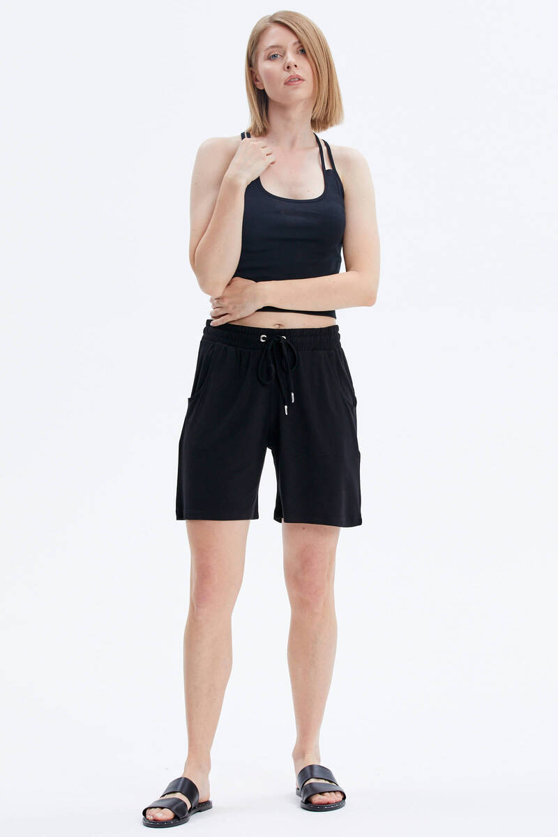 Sırt Detaylı Crop Tshirt - Siyah (3) Sementa