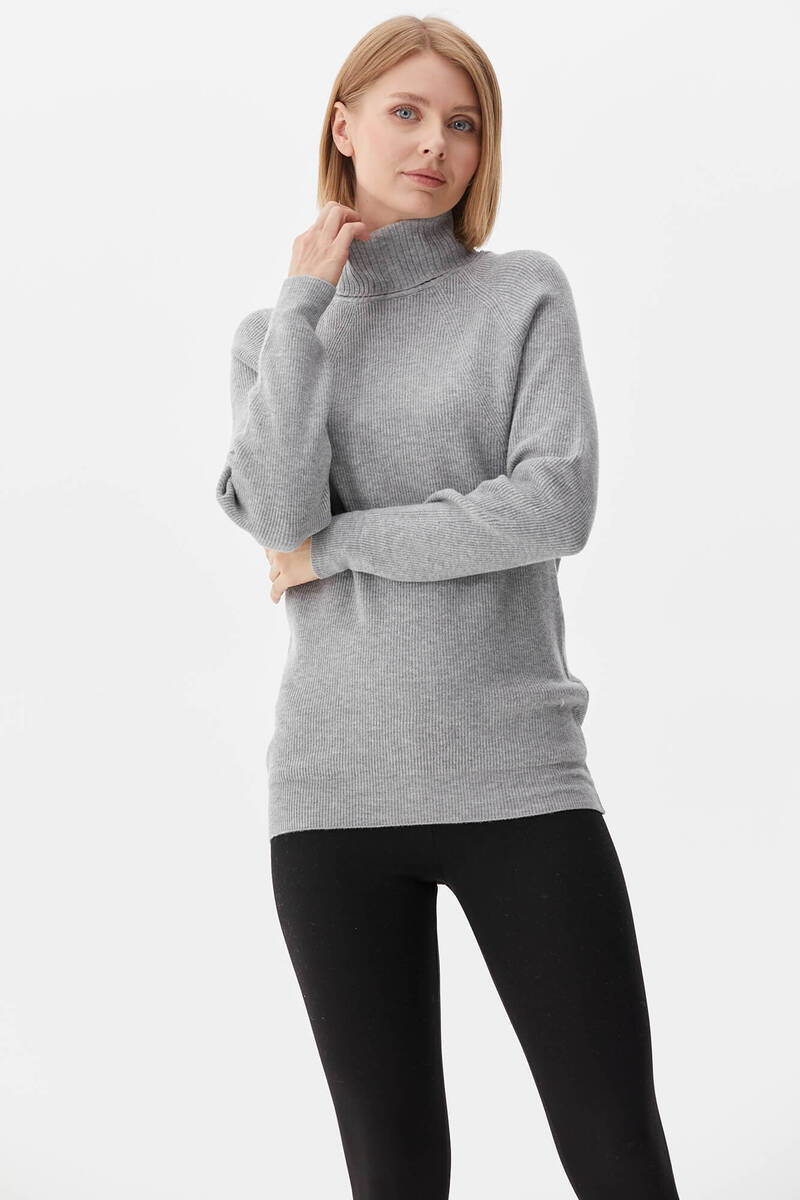 Tam Balıkçı Triko Kazak - Açık Gri (1) Sementa