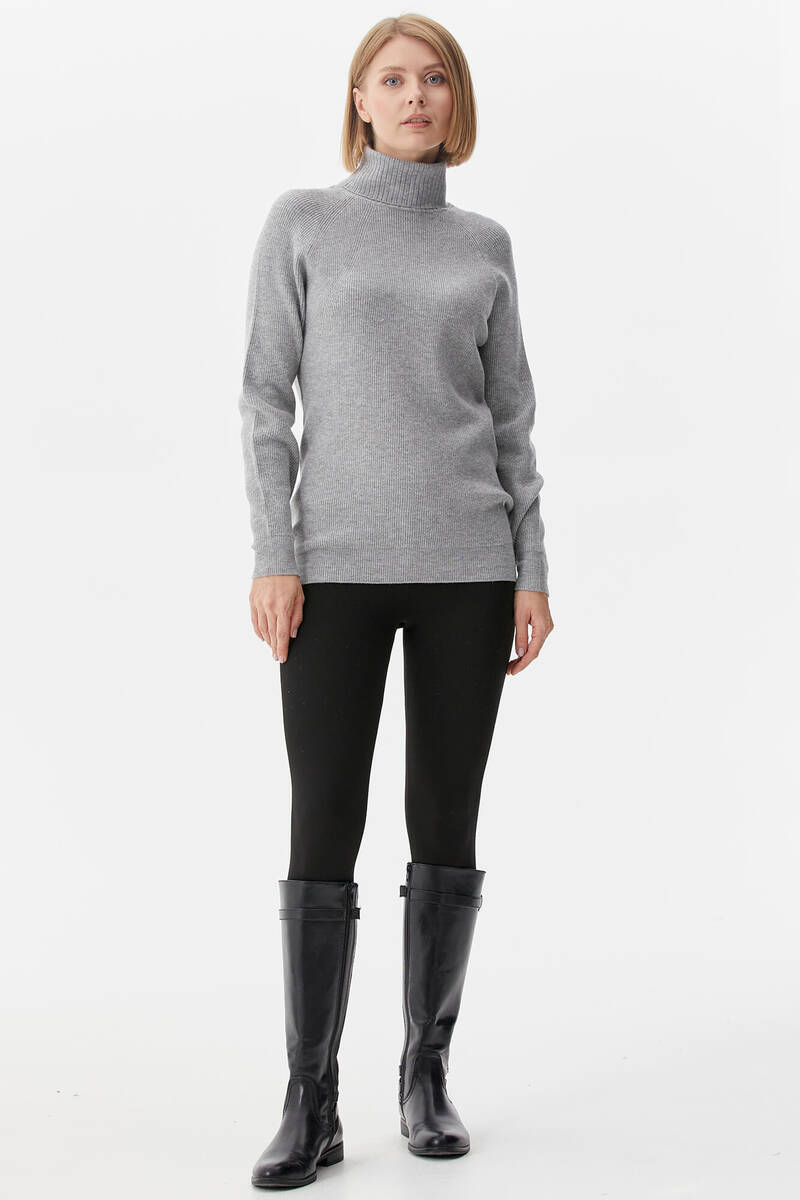 Tam Balıkçı Triko Kazak - Açık Gri (2) Sementa