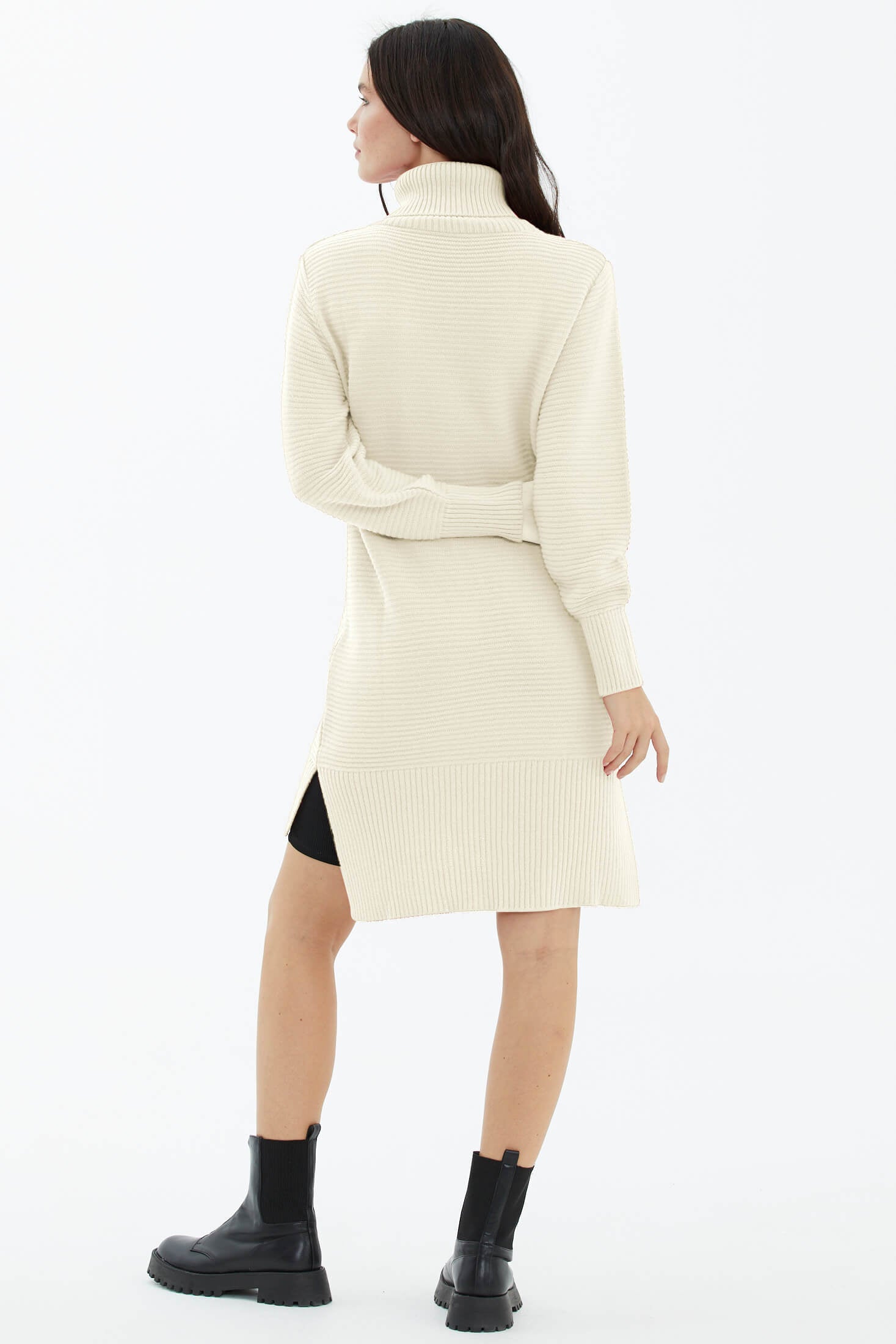 Tam Balıkçı Yaka Triko Tunik - Kemik (2) Sementa