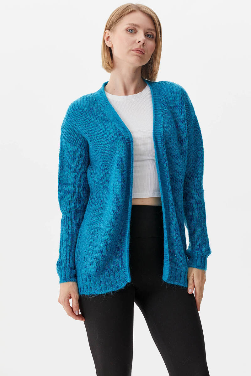 V Yaka Triko Hırka - Su Yeşili (2) Sementa