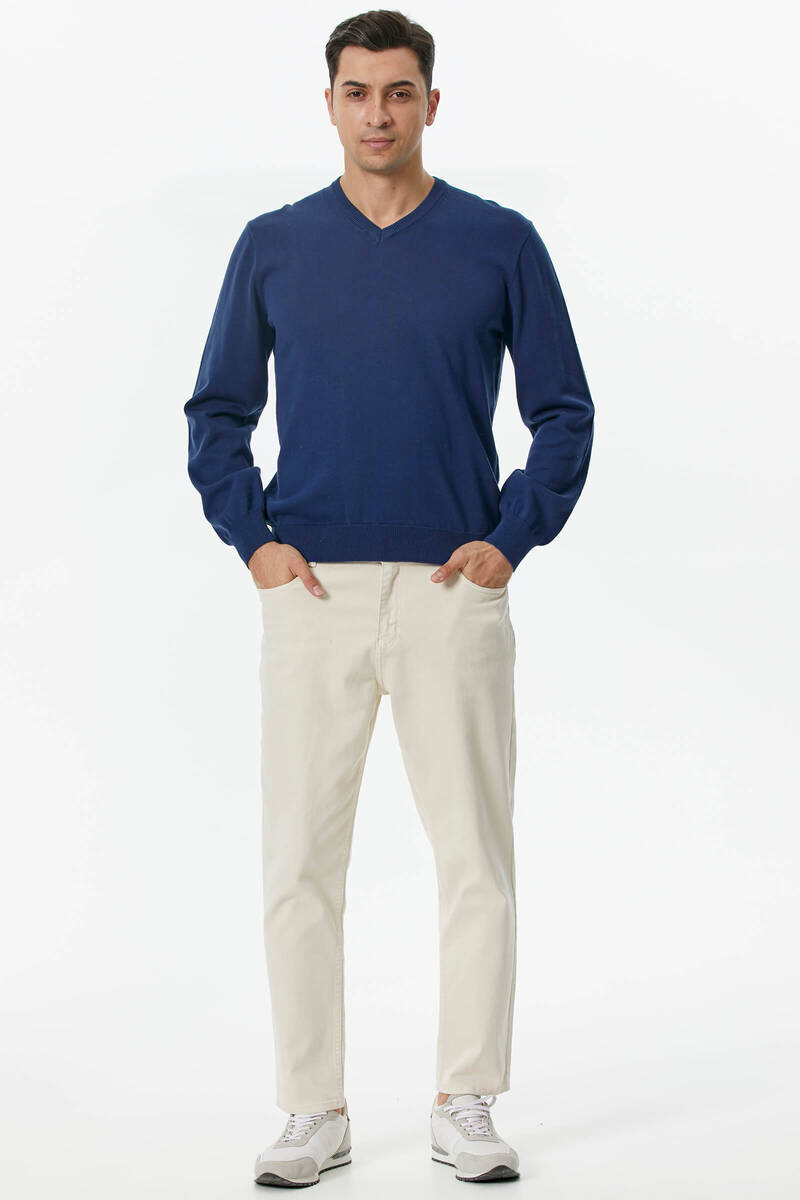 V Yaka Triko Kazak - Açık Lacivert (2) Sementa