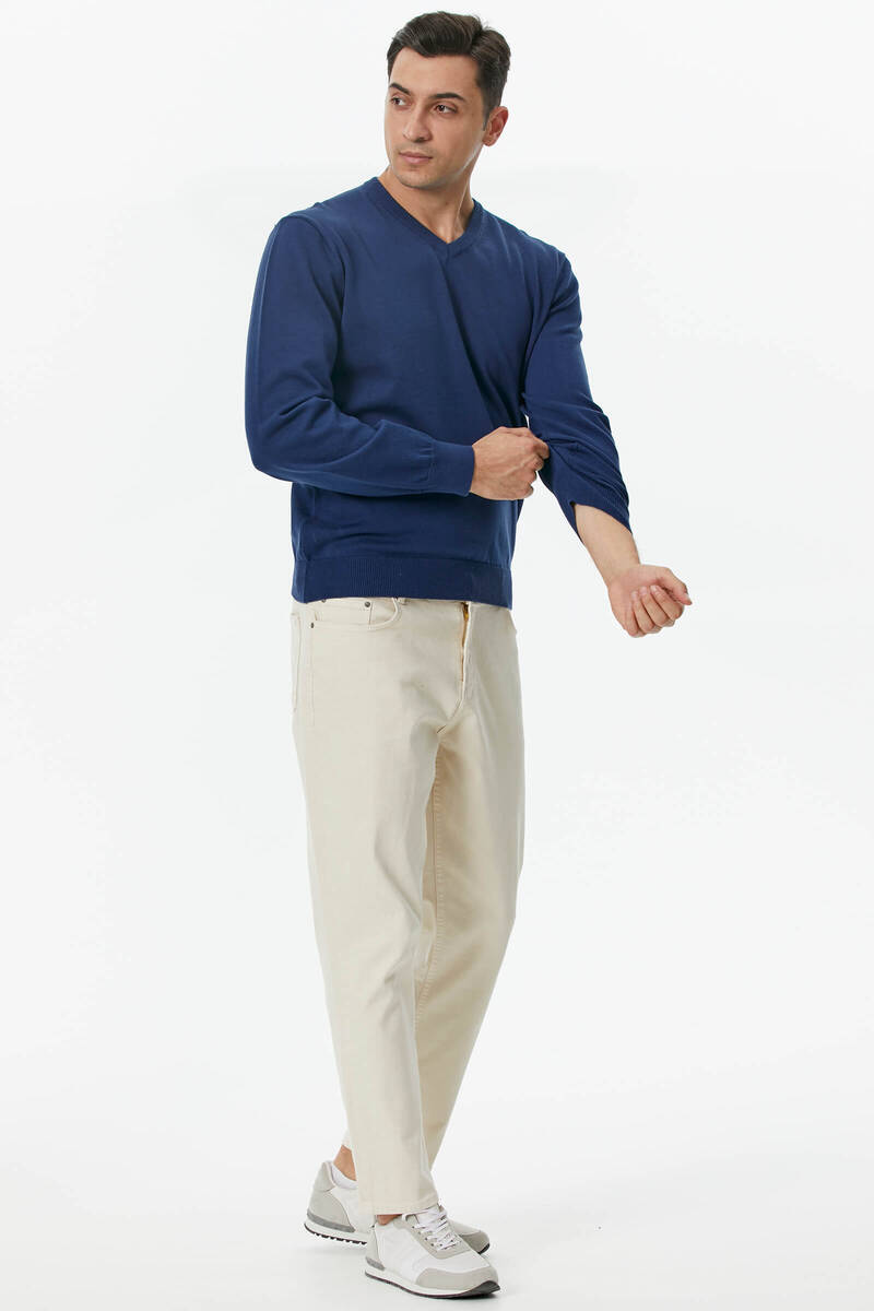 V Yaka Triko Kazak - Açık Lacivert (3) Sementa