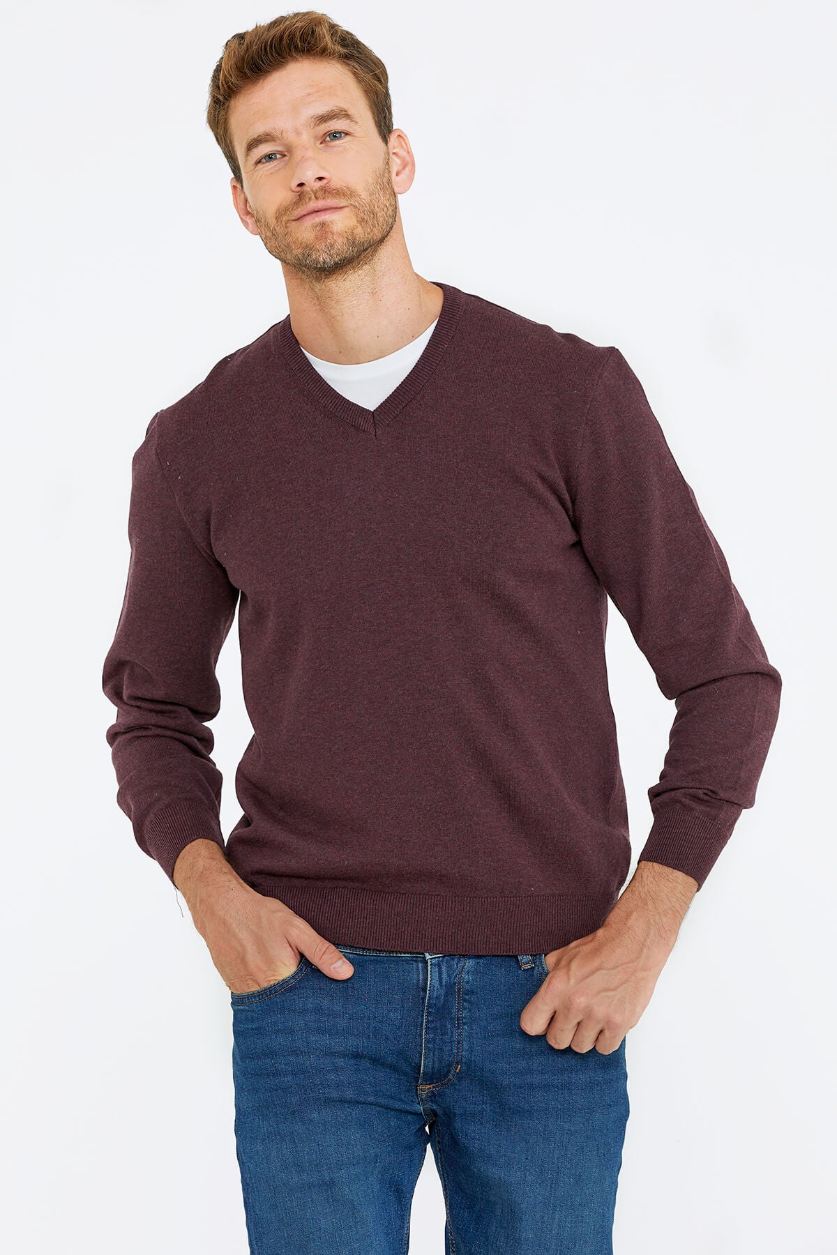 V Yaka Triko Kazak - Gül (2) Sementa