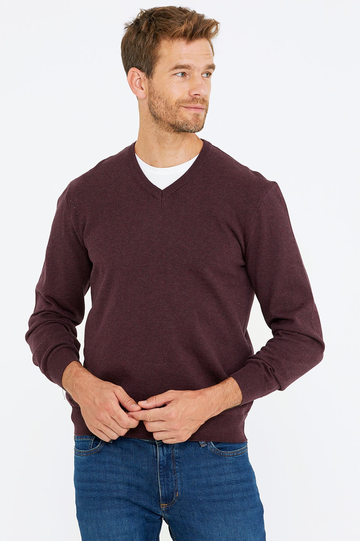 V Yaka Triko Kazak - Gül (3) Sementa