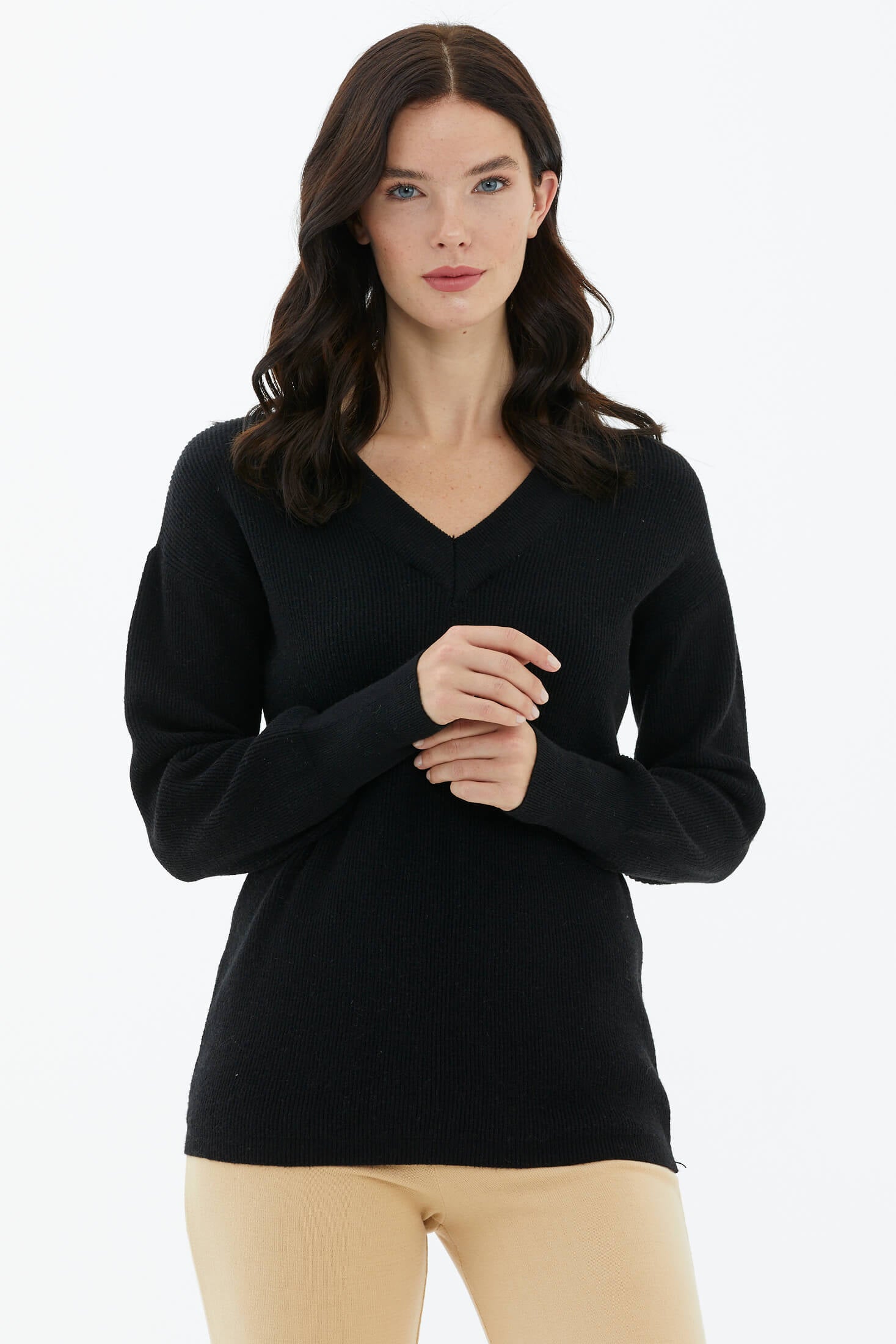 V Yaka Triko Kazak - Siyah (2) Sementa