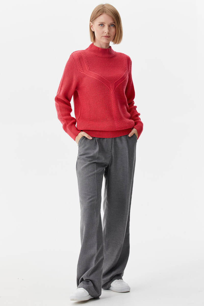 Yarım Balıkçı Triko Kazak - Mercan (1) Sementa