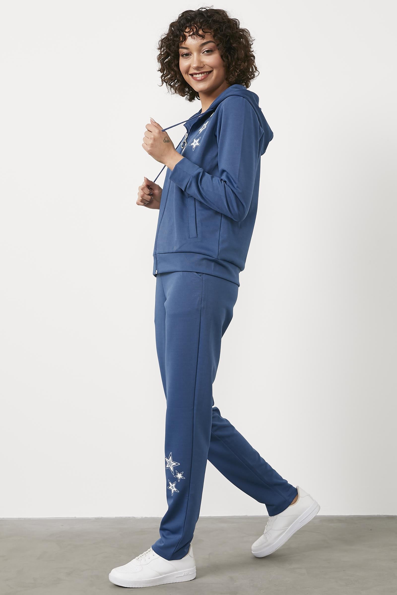 Yıldız Baskı Detaylı Eşofman Takım - Indigo (5) Sementa