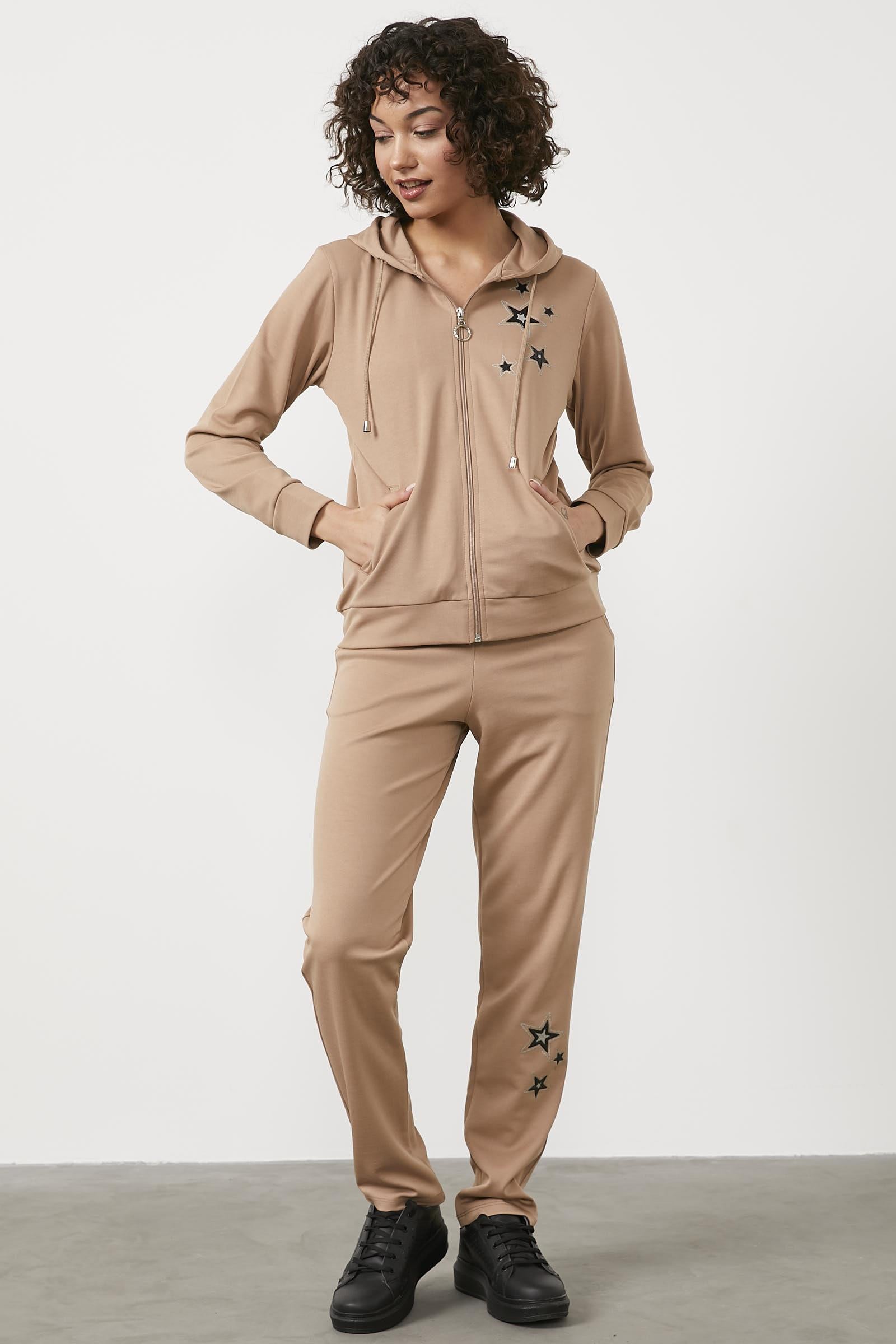 Yıldız Baskı Detaylı Eşofman Takım - Vizon (3) Sementa