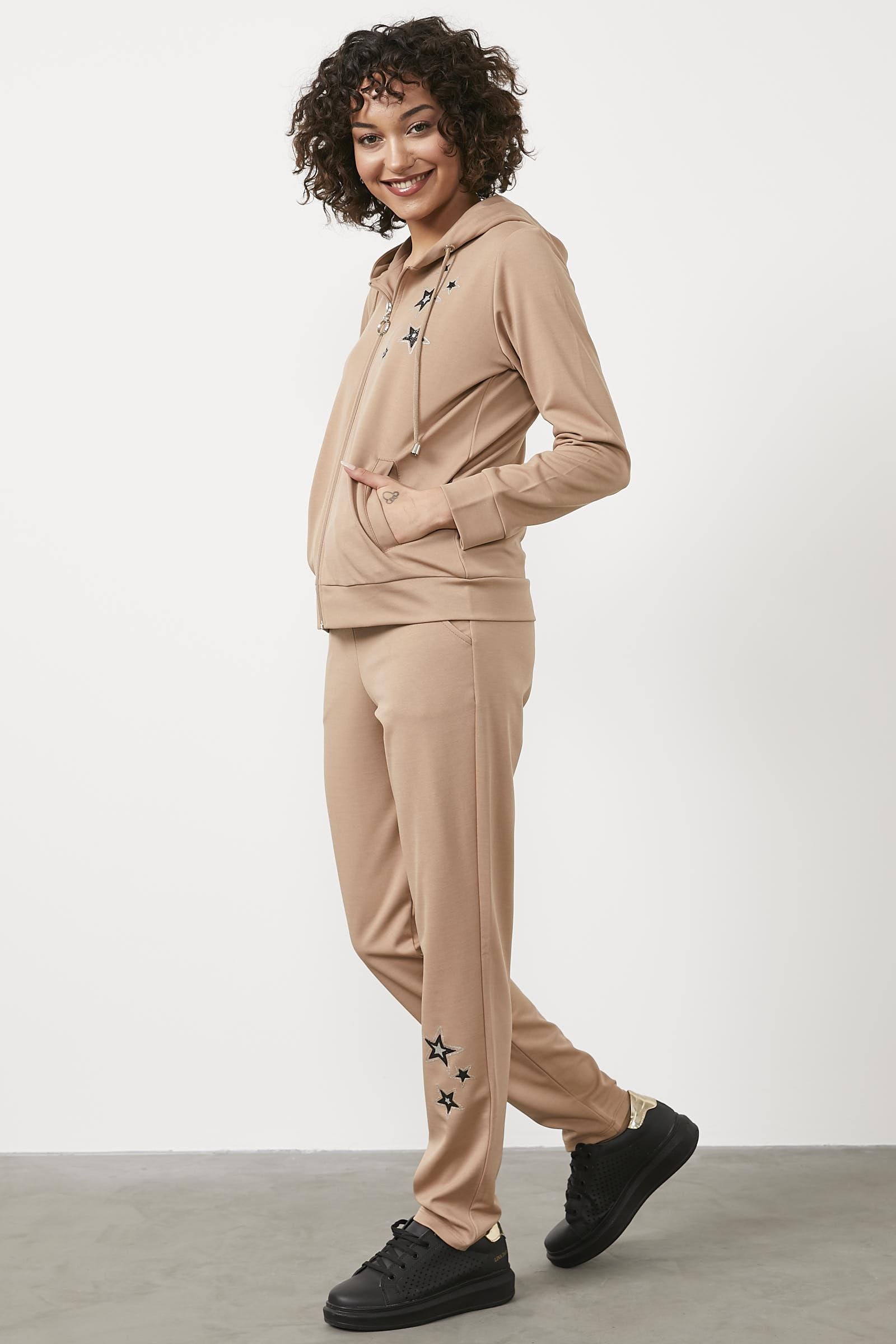 Yıldız Baskı Detaylı Eşofman Takım - Vizon (4) Sementa