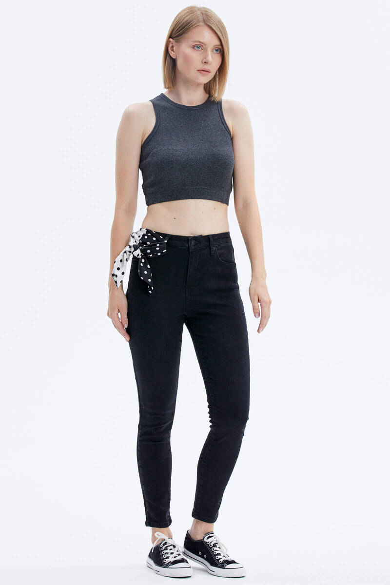 Yüzücü Model Crop Tshirt - Antrasit (3) Sementa