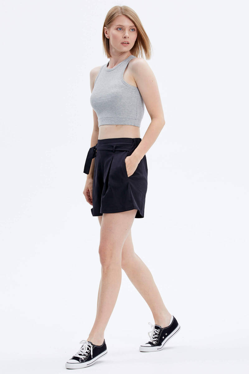 Yüzücü Model Crop Tshirt - Gri (3) Sementa