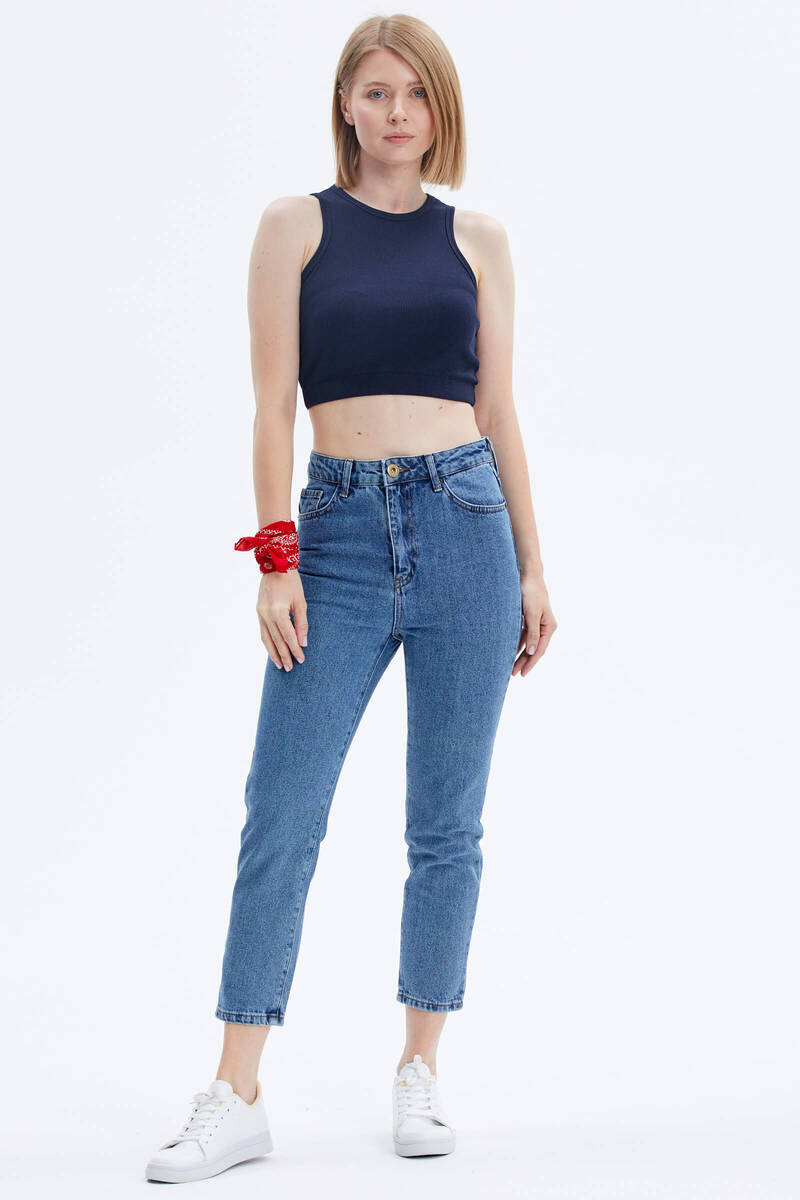 Yüzücü Model Crop Tshirt - Lacivert (3) Sementa