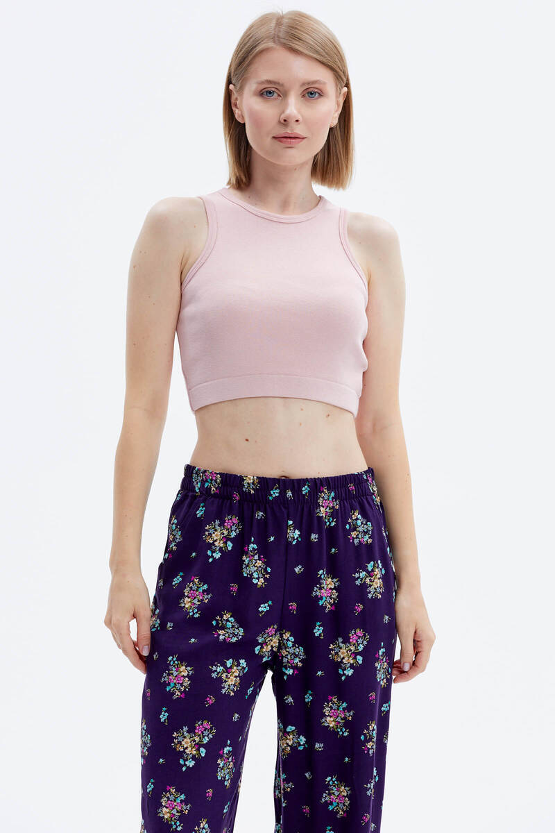 Yüzücü Model Crop Tshirt - Pudra (1) Sementa