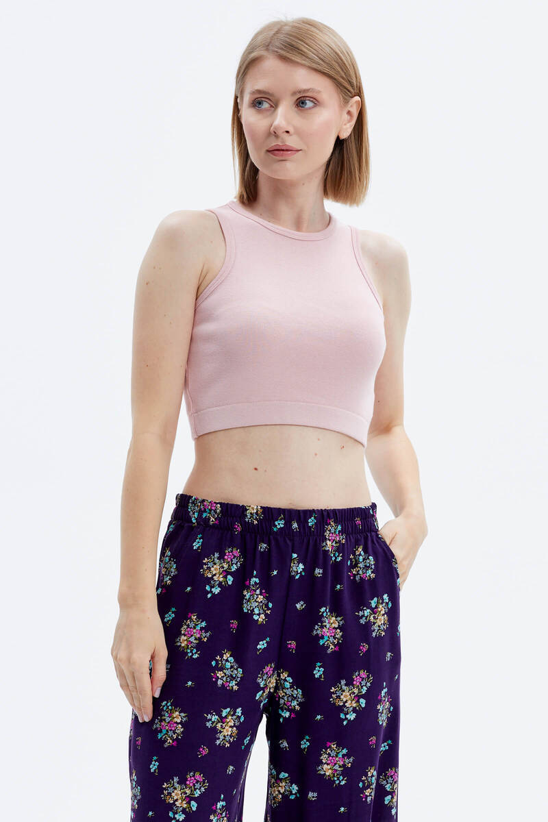 Yüzücü Model Crop Tshirt - Pudra (2) Sementa