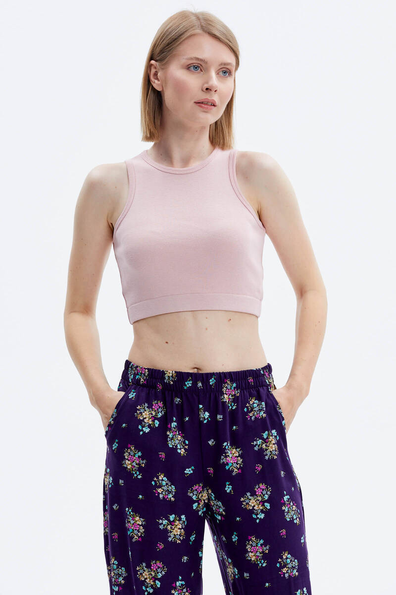 Yüzücü Model Crop Tshirt - Pudra (3) Sementa