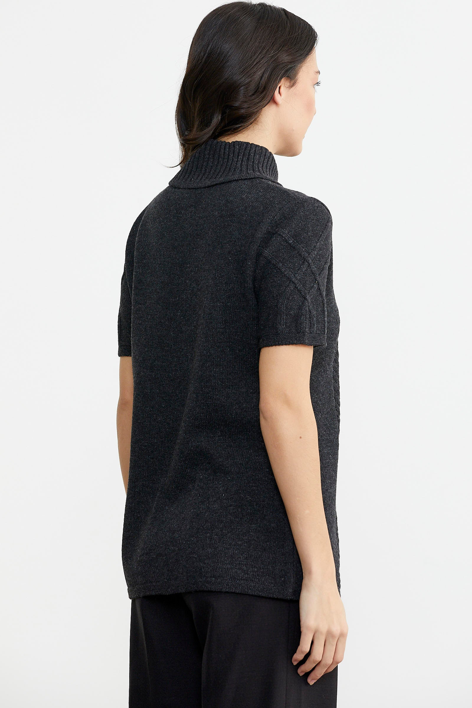 Agraf Detaylı Triko Süveter - Antrasit (5) Sementa