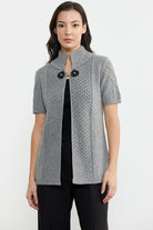 Agraf Detaylı Triko Süveter - Gri (2) Sementa