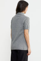 Agraf Detaylı Triko Süveter - Gri (4) Sementa