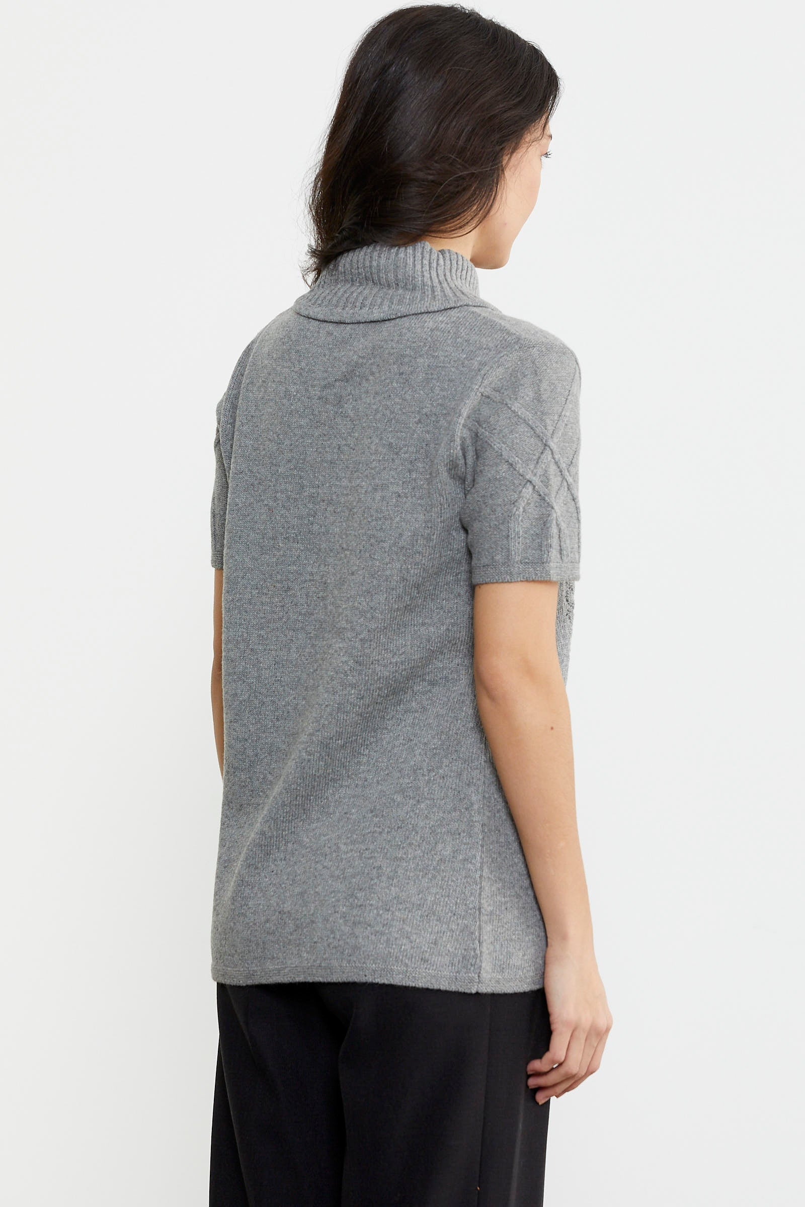 Agraf Detaylı Triko Süveter - Gri (4) Sementa