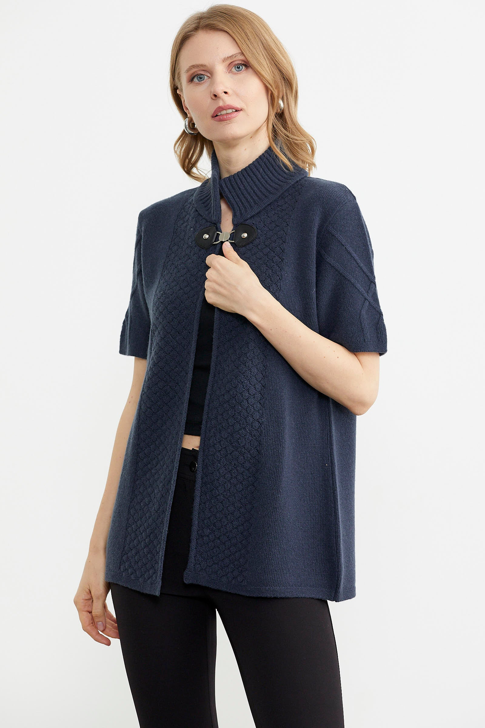 Agraf Detaylı Triko Süveter - Lacivert (3) Sementa