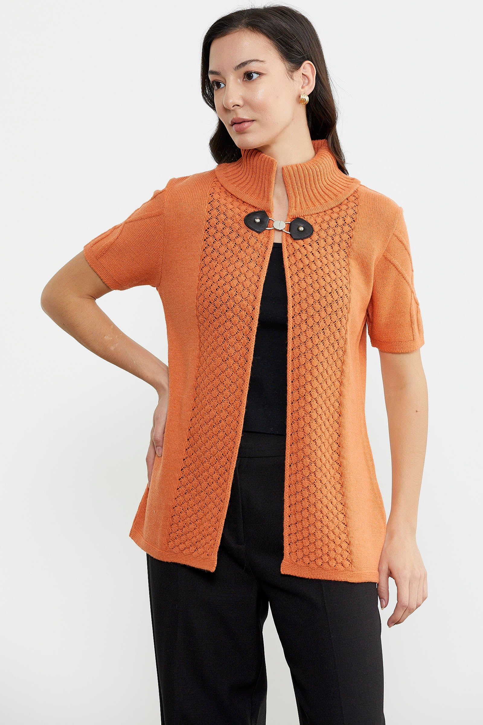 Agraf Detaylı Triko Süveter - Taba (2) Sementa