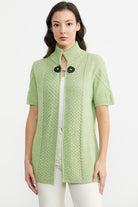 Agraf Detaylı Triko Süveter - Yeşil (1) Sementa