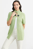 Agraf Detaylı Triko Süveter - Yeşil (2) Sementa