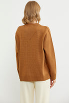 Ajurlu Düğmeli Triko Hırka - Kamel (6) Sementa