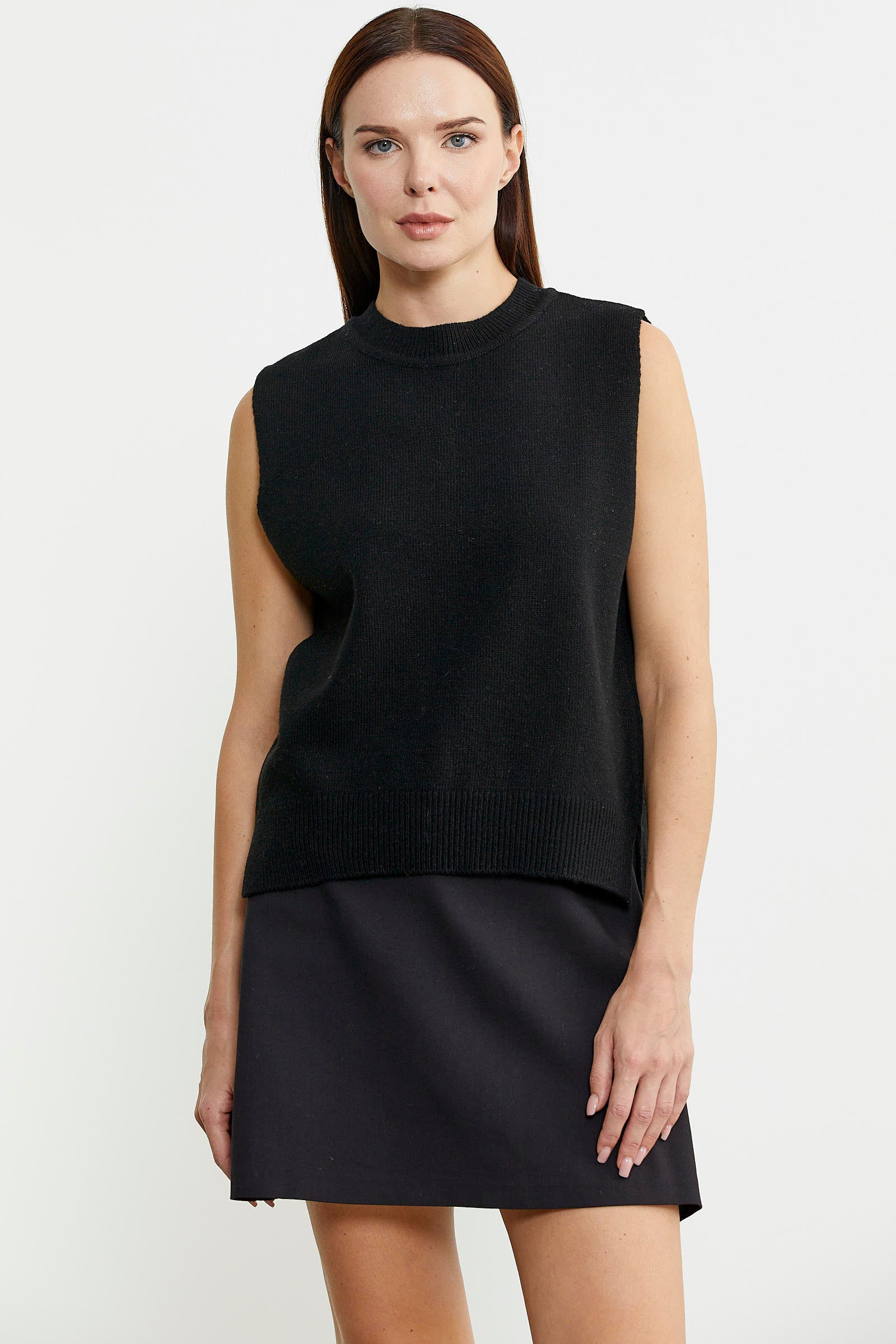 Arkası Açık Bağlamalı Yünlü Triko Süveter - Siyah - Sementa